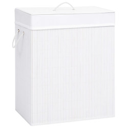 Cesto para roupa suja c/ 2 secções 100 l bambu branco