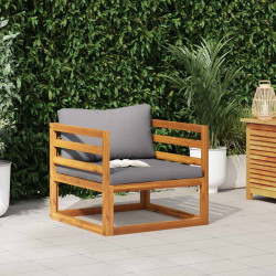 Cadeira de jardim c/ almofadões cinzento-escuro acácia maciça