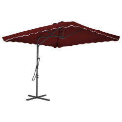Guarda-sol de jardim com poste aço 250x250x230 cm bordô