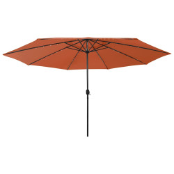 Guarda-sol de jardim com luzes LED 400 cm terracota
