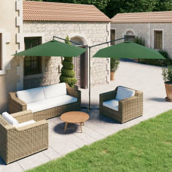 Guarda-sol de jardim duplo com poste de aço 600x300 cm verde