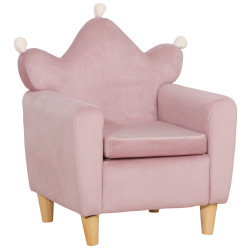 Poltrona Infantil Mini Sofá para Crianças Acima de 3 Anos com Assento Acolchoado Apoio para os Braços 45kg 50x42x58cm Rosa