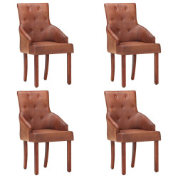 Cadeiras de jantar 4 pcs couro de cabra genuíno castanho