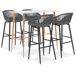 5 Pcs conjunto de bar branco e cinzento
