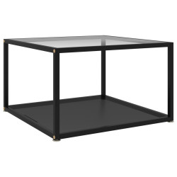 Mesa de centro 60x60x35 cm vidro temperado transparente e preto