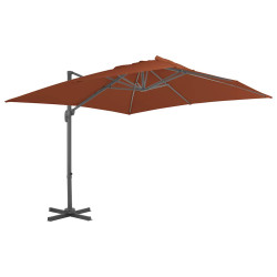 Guarda-sol de jardim cantilever com mastro de alumínio terracota 400x300 cm