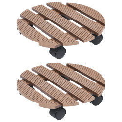 Suportes com rodas para vasos 2 pcs ø30x7,5 cm wpc castanho