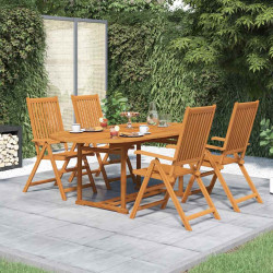 5 Pcs conjunto de jantar para jardim madeira de acácia maciça 150-200 cm