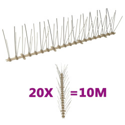 Conjunto 20 picos para pássaros e pombos 5 filas 10 m plástico