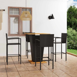 5 Pcs conjunto de bar para jardim preto