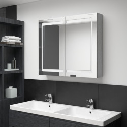 Armário espelhado casa de banho LED 80x12x68cm cinzento cimento