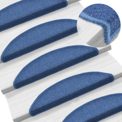 Tapetes de escada 10 peças 56x17x3 cm azul semicircular