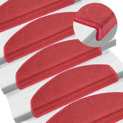 Tapetes de escada 10 peças 65x24x4 cm vermelhos meio redondo grande