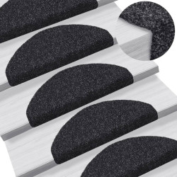Tapetes de escada autoadesivos 5 peças 65x21x4 cm pretos semicirculares grandes