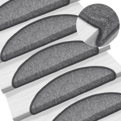 Tapetes de escada 10 peças 56x17x3 cm cinza escuro semicircular