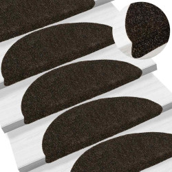 Tapetes de escada autoadesivos 10 peças 56x17x3 cm marrom escuro semicircular
