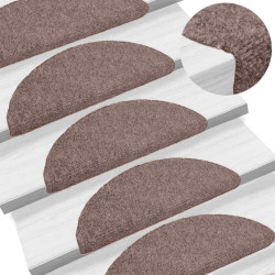 Tapetes de escada autoadesivos 5 peças 65x21x4 cm marrom claro semicircular grande