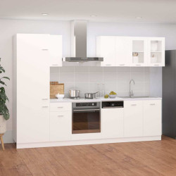 8 Pcs conjunto armários de cozinha derivados de madeira lyon branco