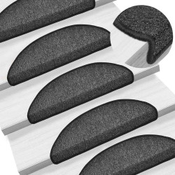 Tapetes de escada 10 peças 56x17x3 cm antracite semicircular