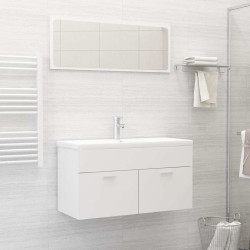 2 Pcs conjunto de móveis de casa de banho contraplacado branco