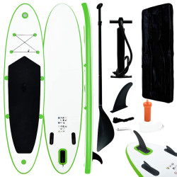 Conjunto prancha de paddle sup insuflável verde e branco