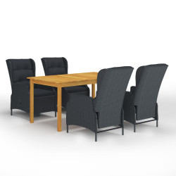 5 Pcs conjunto de jantar para jardim cinzento-escuro