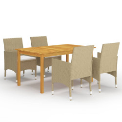 5 Pcs conjunto de jantar para jardim bege