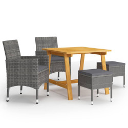5 Pcs conjunto de jantar para jardim cinzento