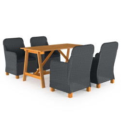 5 Pcs conjunto de jantar para jardim cinzento-escuro