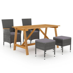 5 Pcs conjunto de jantar para jardim cinzento