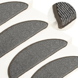 Tapetes de escada 15 peças 56x17x3 cm cinza semicircular