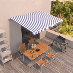 Toldo retrátil manual 450x350 cm azul e branco