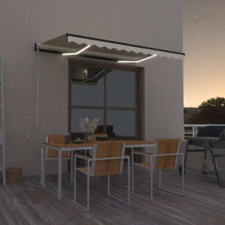 Toldo retrátil manual com LED 350x250 cm amarelo e branco