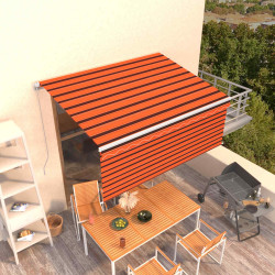 Toldo retrátil manual com estore 3,5x2,5 m laranja/castanho