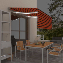 Toldo autom. estore/LED/sensor vento 3,5x2,5 m laranja/castanho