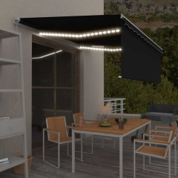 Toldo retrátil manual com estore e luzes LED 4,5x3 m antracite