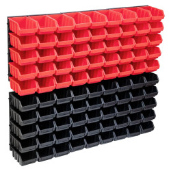 96 Pcs kit caixas arrumação com painéis parede vermelho e preto