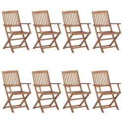 Cadeiras de exterior dobráveis 8 pcs madeira de acácia maciça