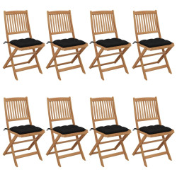 Cadeiras de jardim dobráveis 8 pcs c/ almofadões acácia maciça