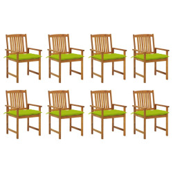 Cadeiras de jardim com almofadões 8 pcs acácia maciça