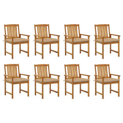 Cadeiras de jardim com almofadões 8 pcs acácia maciça