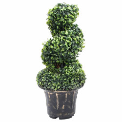 Planta artificial buxo em espiral com vaso 59 cm verde