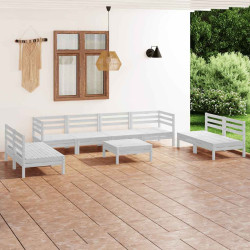 9 Pcs conjunto lounge de jardim pinho maciço branco