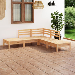 5 Pcs conjunto lounge de jardim pinho maciço