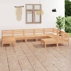 9 Pcs conjunto lounge de jardim pinho maciço