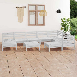 10 Pcs conjunto lounge de jardim pinho maciço branco