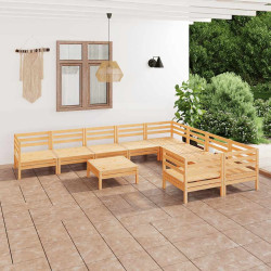 10 Pcs conjunto lounge de jardim pinho maciço