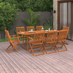 9 Pcs conjunto de jantar para jardim 220x90x75 cm acácia maciça