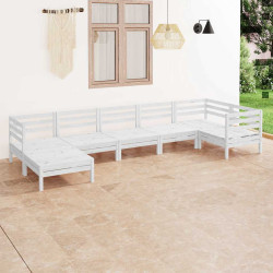 7 Pcs conjunto lounge de jardim pinho maciço branco