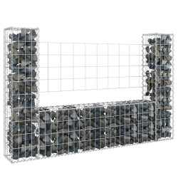 Cesto gabião em forma de u c/ 2 postes 140x20x100 cm ferro